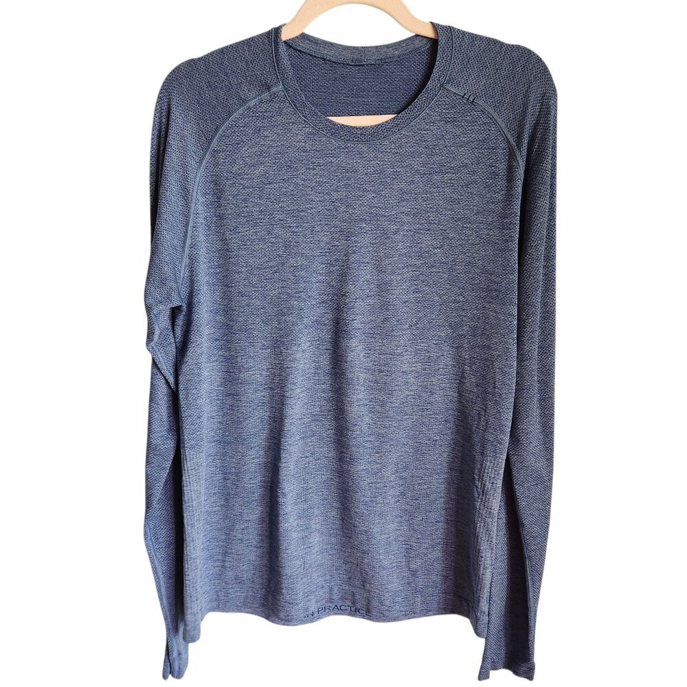 Lululemon Shirt Men's Blue Medium Long Sleeve Metal Vent Gym Workout